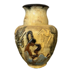 Jules GUERIN (1919-1999): vase pièce unique décor « africaniste »