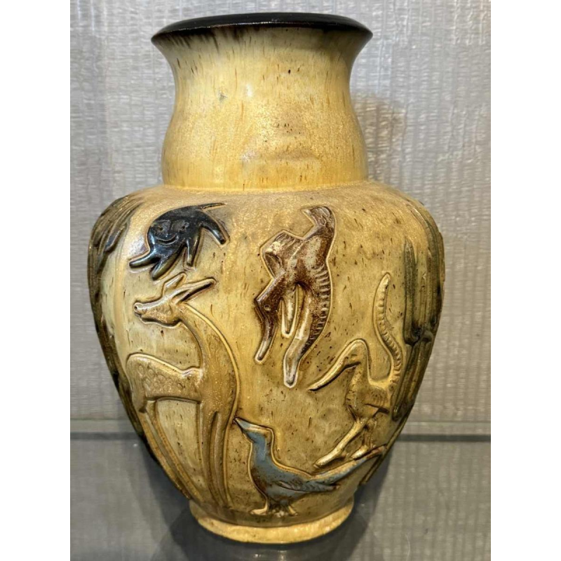 Jules GUERIN (1919-1999): vase pièce unique décor « africaniste »