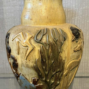 Jules GUERIN (1919-1999): vase pièce unique décor « africaniste »