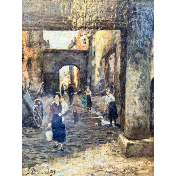 Albert DANDOY (1885-1977): « Namur - passage rue des Brasseurs vers la Sambre»