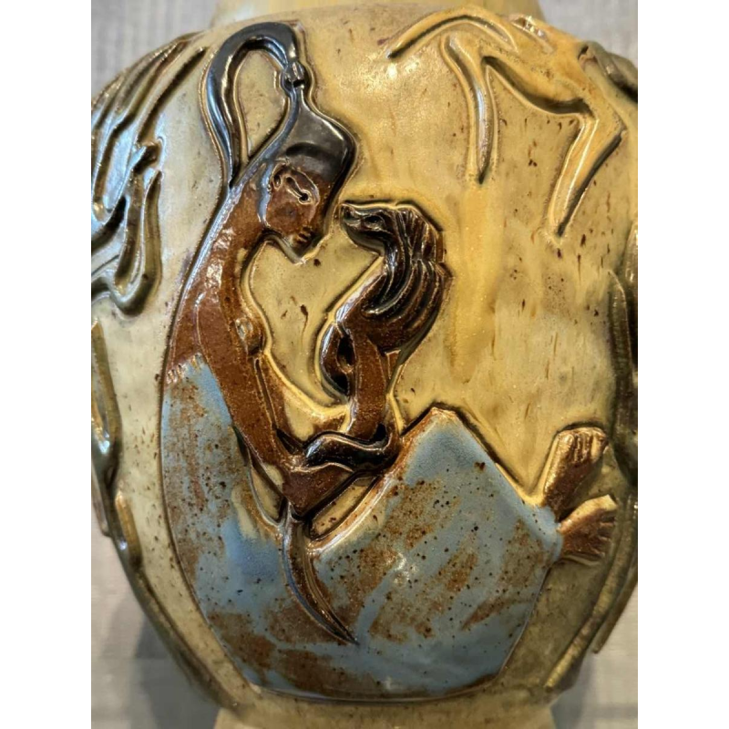 Jules GUERIN (1919-1999): unieke vaas met Afrikaans decor