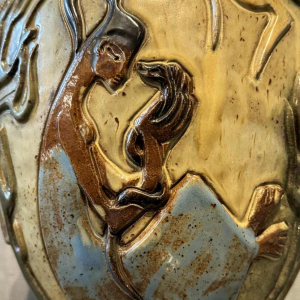 Jules GUERIN (1919-1999): vase pièce unique décor « africaniste »