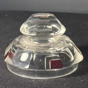 KARL PALDA, red constructivist ART DECO box in Bohemian glass, circa 1930