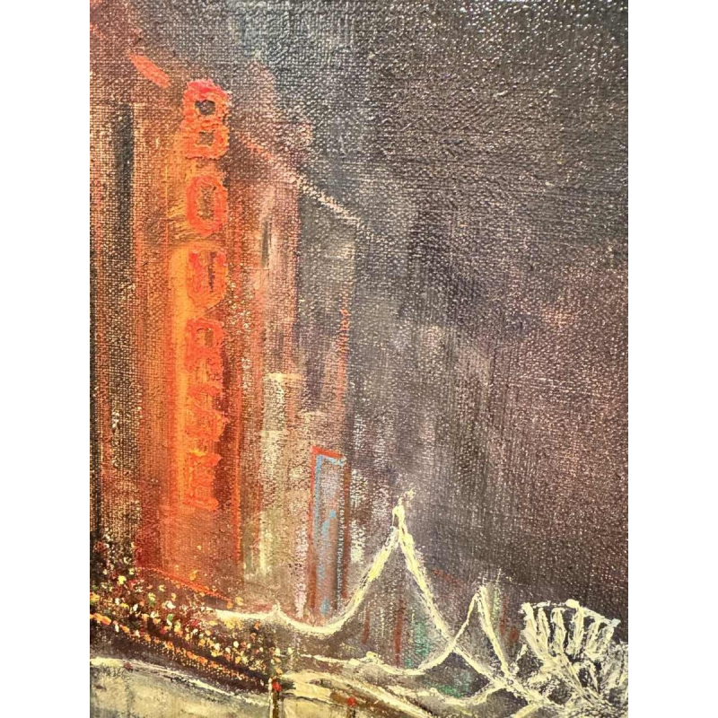 Jacques CALLAERT « Brussel Boulevard Anspach Feestdagen 1955 » schilderij olie op doek