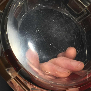 KARL PALDA, boite ART DECO moderniste rouge en verre de Bohème, circa 1930