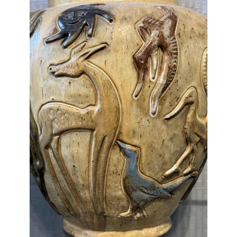 Jules GUERIN (1919-1999): vase pièce unique décor « africaniste »