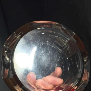 KARL PALDA, red constructivist ART DECO box in Bohemian glass, circa 1930