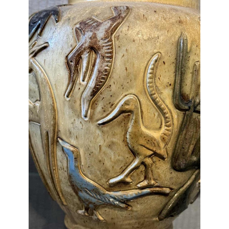 Jules GUERIN (1919-1999): vase pièce unique décor « africaniste »