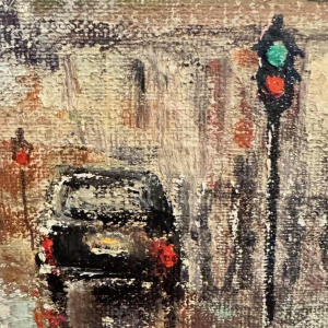 Jacques CALLAERT « Brussels Boulevard Anspach End of Year 1955 » painting oil on canvas