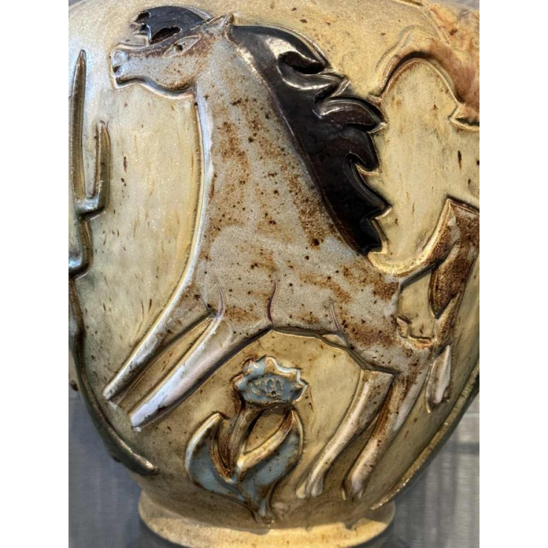 Jules GUERIN (1919-1999): vase pièce unique décor « africaniste »