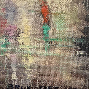 Jacques CALLAERT « Bruxelles Boulevard Anspach Fêtes de fin dannée 1955 » peinture huile sur toile