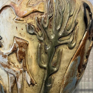 Jules GUERIN (1919-1999): vase pièce unique décor « africaniste »