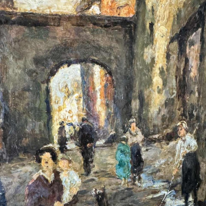 Albert DANDOY (1885-1977): « Namur - passage rue des Brasseurs vers la Sambre»