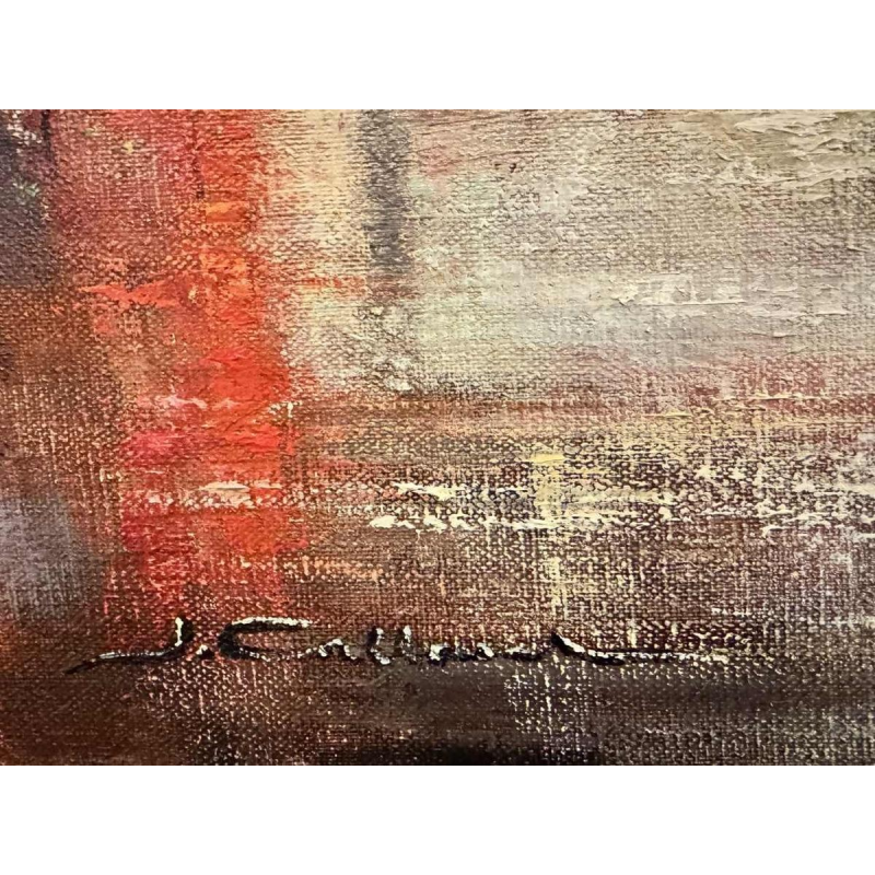 Jacques CALLAERT « Brussels Boulevard Anspach End of Year 1955 » painting oil on canvas