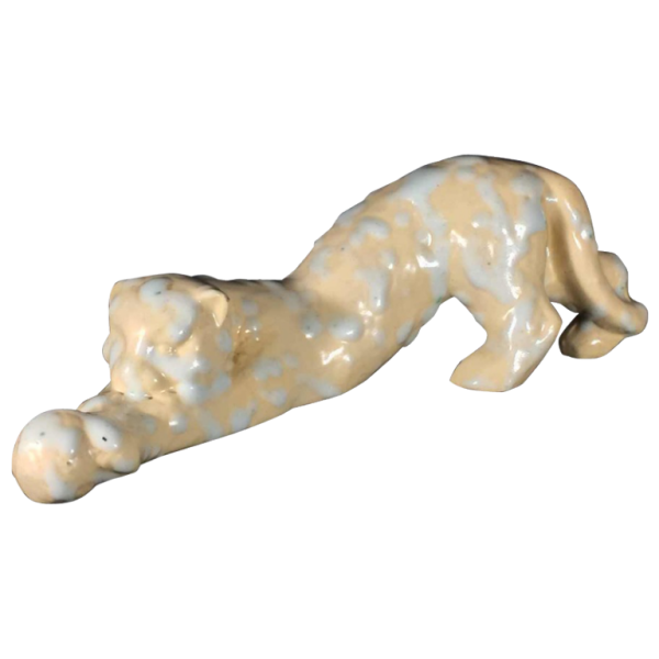 Art Deco Panthere / Kat keramiek sculptuur gesigneerd, Domien Ingels stijl, circa 1930