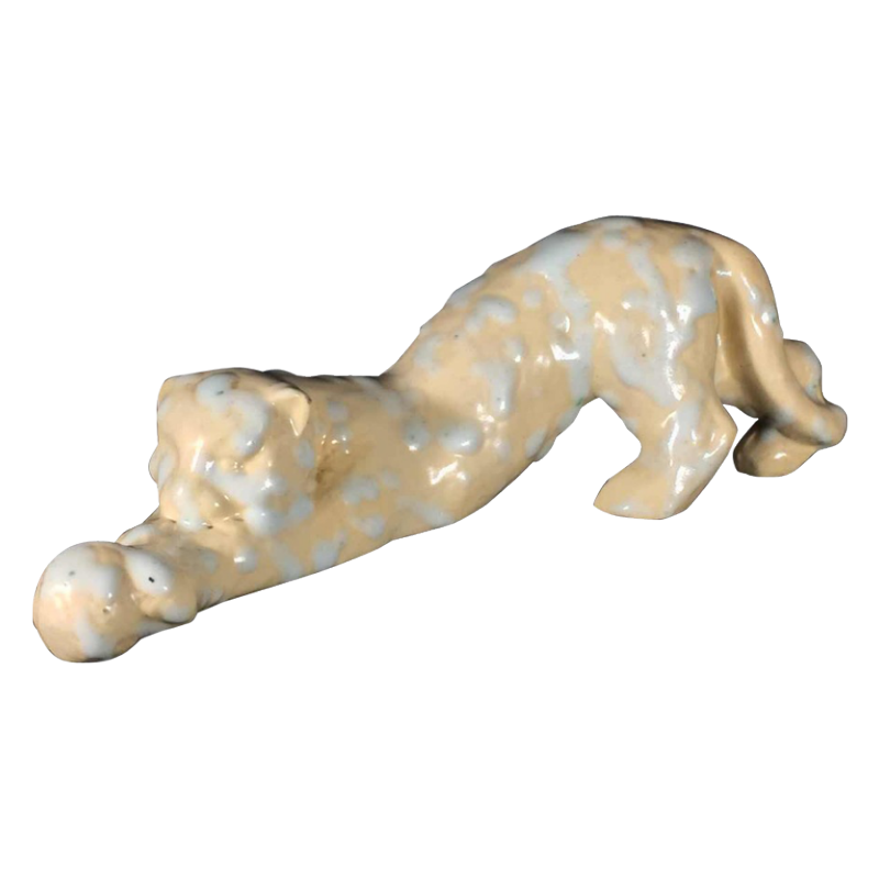 Sculpture Art Déco Panthere / Chat en céramique signée, style Domien Ingels, circa 1930