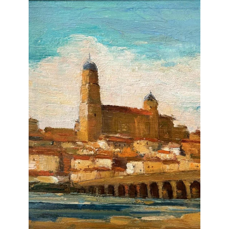 Vue de Salamanque (Espagne) Salamanca (Espana), tableau huile sur panneau, ca 1953