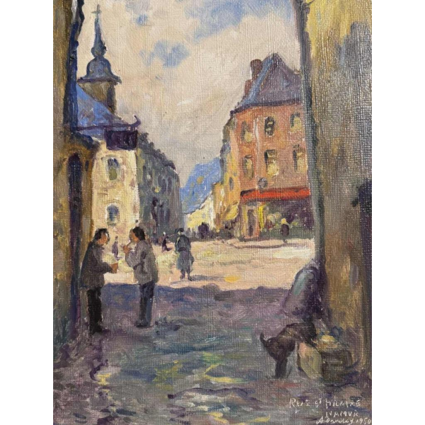 Albert DANDOY (1885-1977): "Namen - Rue Saint Hilaire 1950" op de grognon