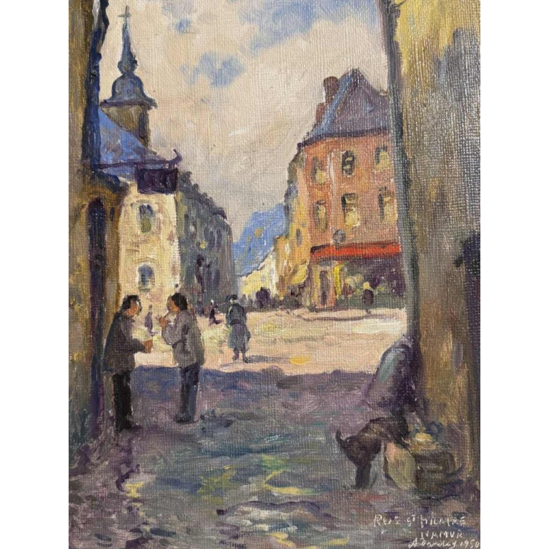 Albert DANDOY : « Namur - Rue Saint Hilaire 1950 » sur le grognon