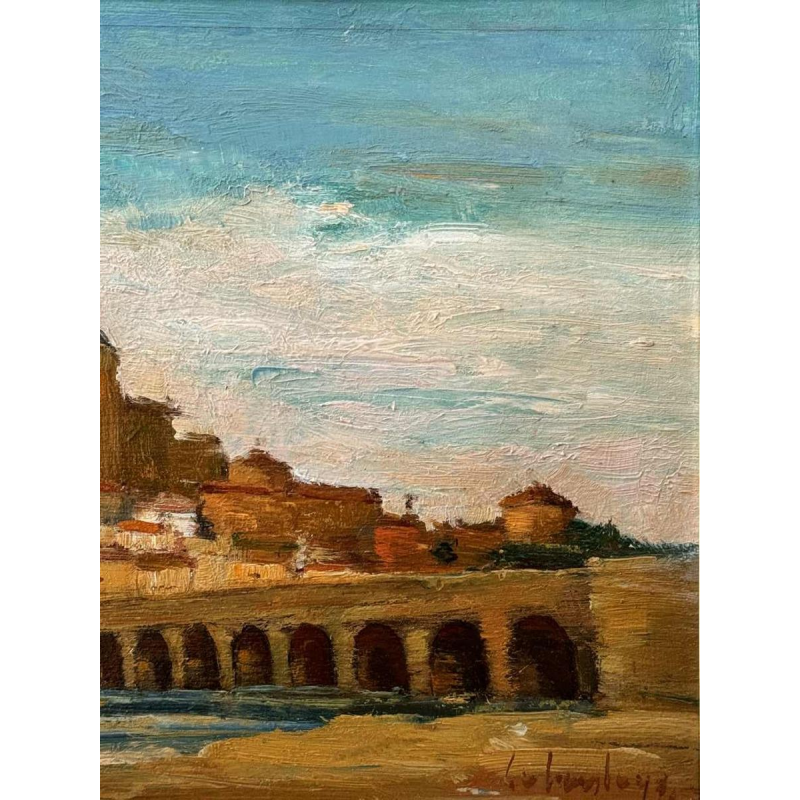Vue de Salamanque (Espagne) Salamanca (Espana), tableau huile sur panneau, ca 1953