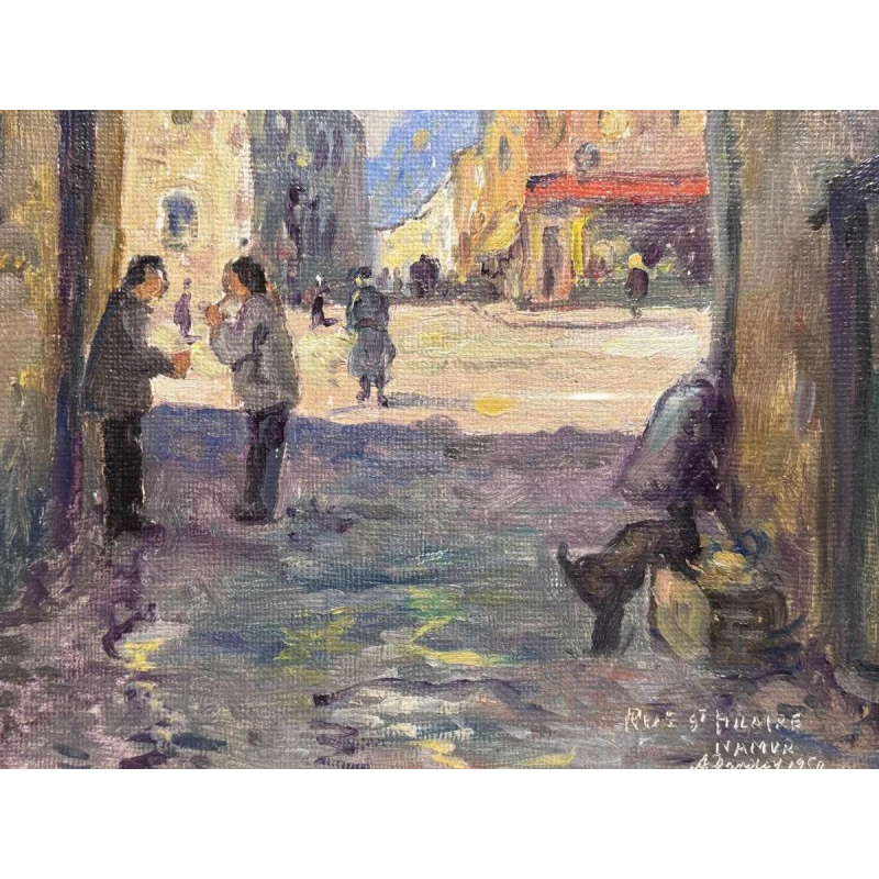 Albert DANDOY (1885-1977): "Namur - Rue Saint Hilaire 1950" on the grognon