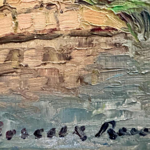 René BOREUX (1886-?) « Maas in Nameche 1952 » schilderij olie op wood