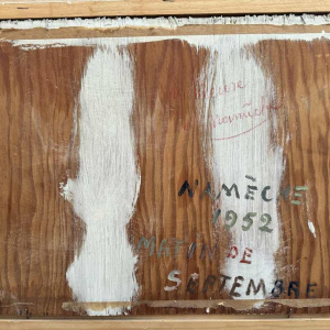 René BOREUX (1886-?) « Maas in Nameche 1952 » schilderij olie op wood