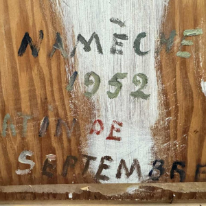 René BOREUX (1886- ?) "Meuse at Nameche 1952" painting oil on panel