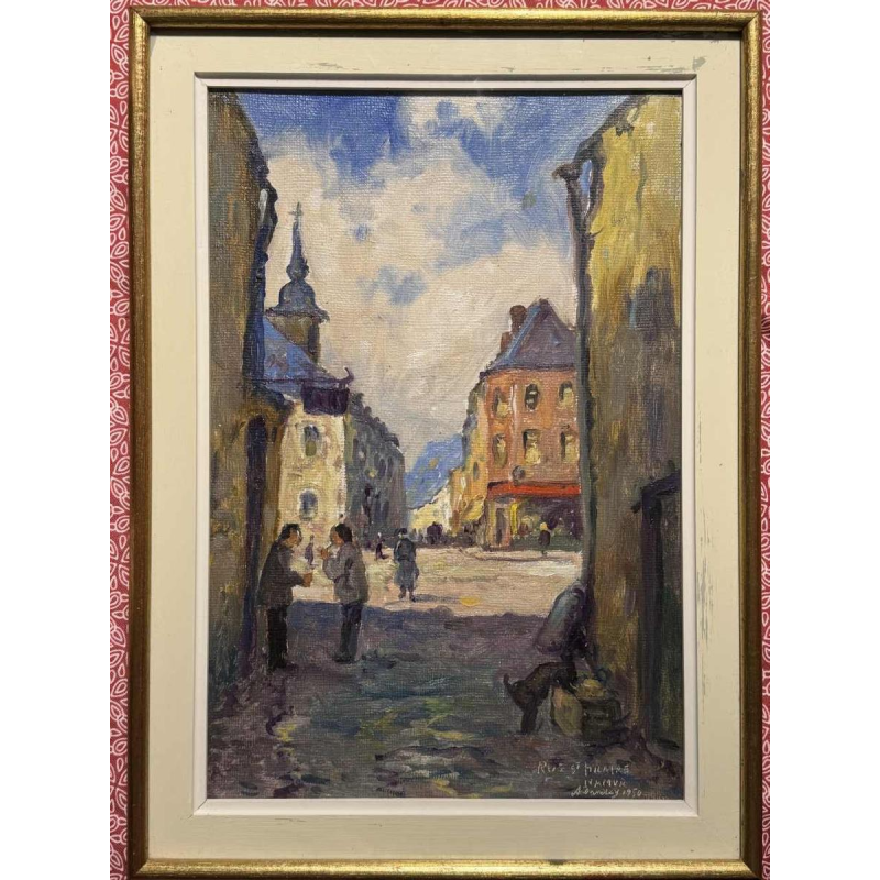 Albert DANDOY (1885-1977): "Namur - Rue Saint Hilaire 1950" on the grognon