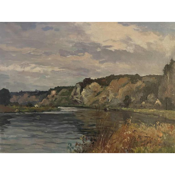 Albert DANDOY (1885-1977): The Meuse at Thon Samson in 1948.