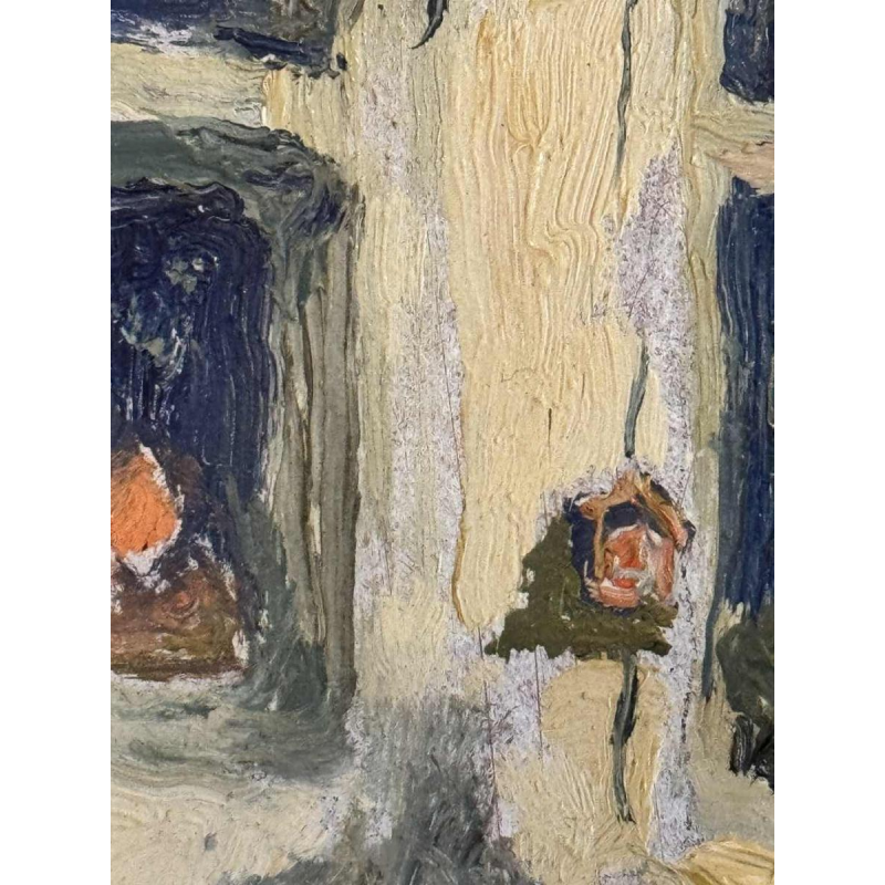 Albert DANDOY "De straat van de slagers in Namen" schilderij olieverf op koper