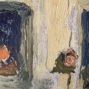 Albert DANDOY "De straat van de slagers in Namen" schilderij olieverf op koper