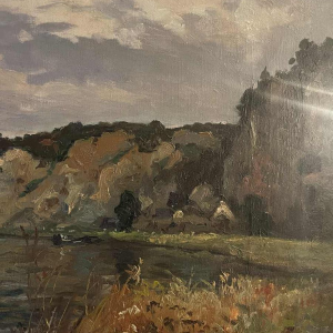 Albert DANDOY (1885-1977): The Meuse at Thon Samson in 1948.