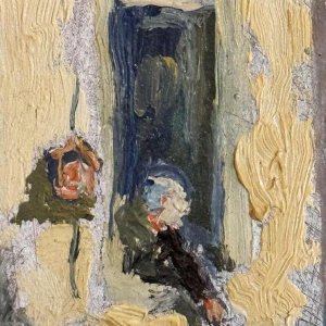 Albert DANDOY "De straat van de slagers in Namen" schilderij olieverf op koper