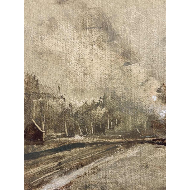 Martin BOLLÉ « Het perron van het station en zijn lantaarnpaal » 1945 schilderij olieverf op karton