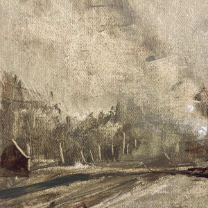 Martin BOLL É «The station platform and its lamppost » 1945 painting oil on board