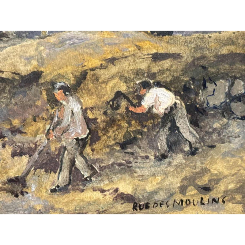 Albert DANDOY « La Sambre et lancienne rue des moulins à Namur » peinture huile sur carton