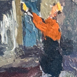 Albert DANDOY "De straat van de slagers in Namen" schilderij olieverf op koper