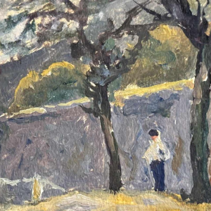 Albert DANDOY « The Sambre and the old rue des moulins at Namur » painting oil on board