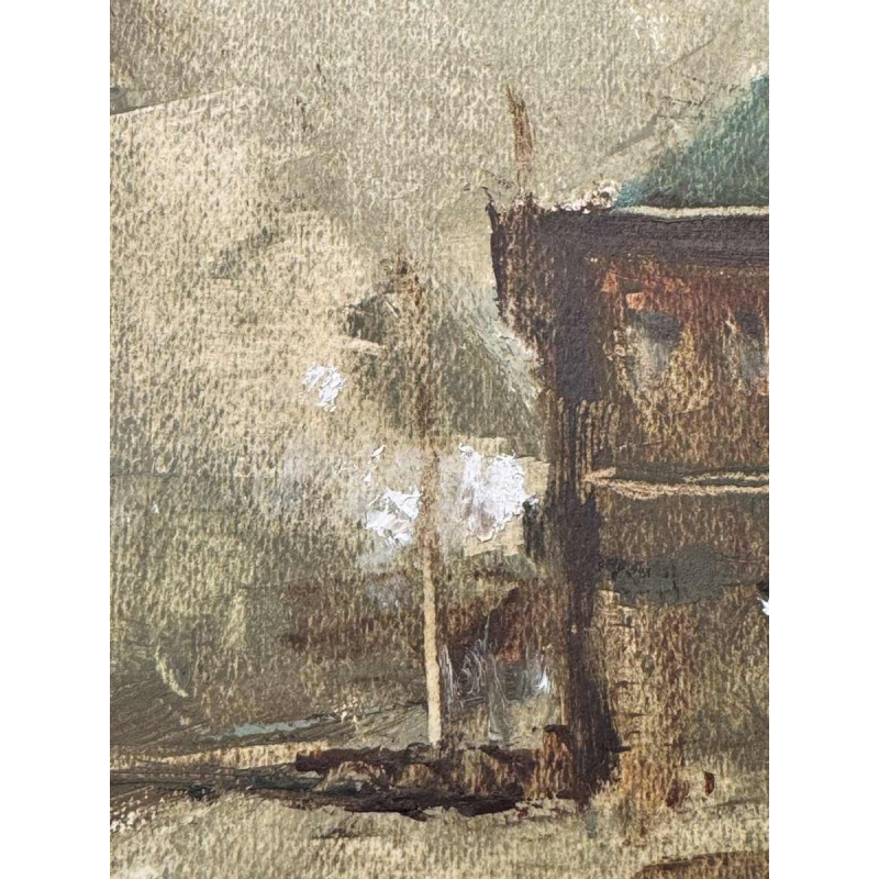 Martin BOLL É «The station platform and its lamppost » 1945 painting oil on board