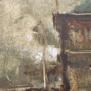 Martin BOLL É «The station platform and its lamppost » 1945 painting oil on board