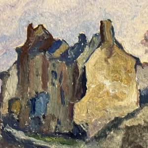 Albert DANDOY « The Sambre and the old rue des moulins at Namur » painting oil on board