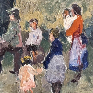 Albert DANDOY "De straat van de slagers in Namen" schilderij olieverf op koper