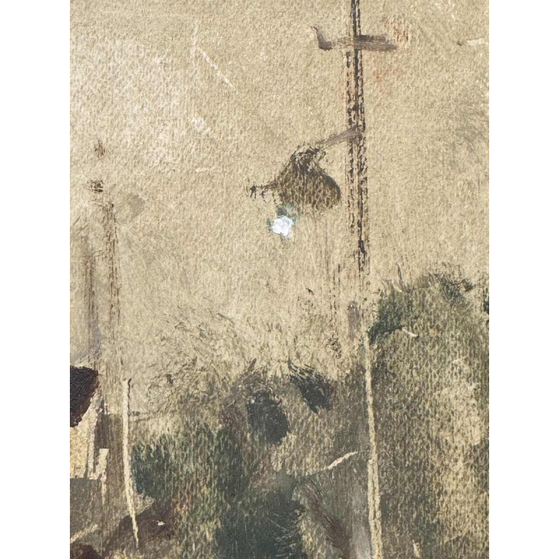 Martin BOLL É «The station platform and its lamppost » 1945 painting oil on board