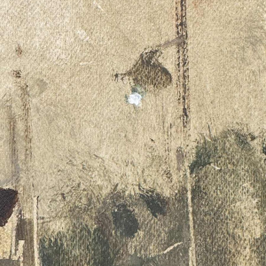 Martin BOLL É «The station platform and its lamppost » 1945 painting oil on board