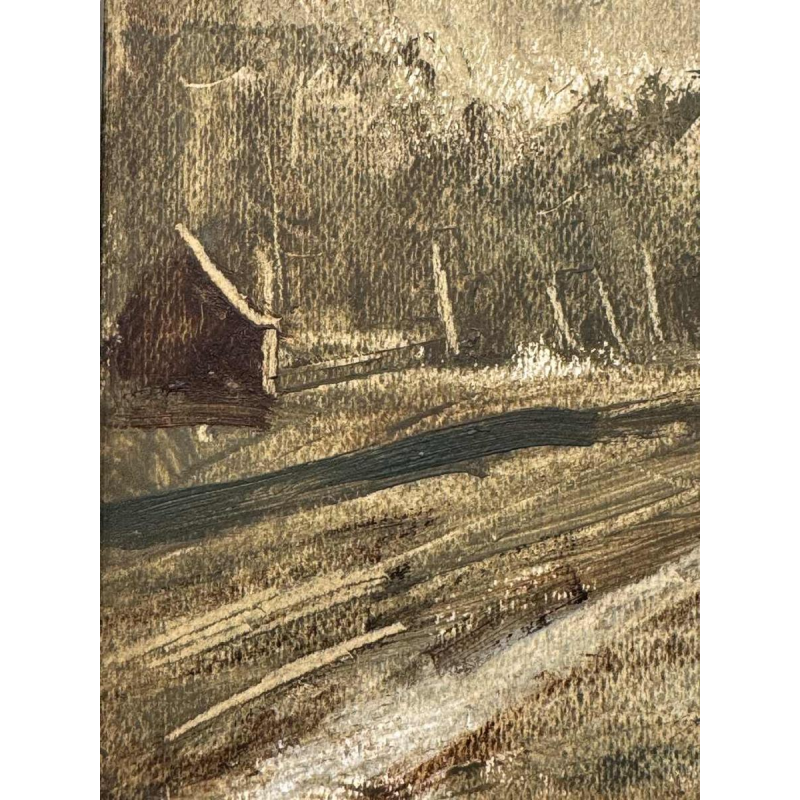 Martin BOLLÉ « Het perron van het station en zijn lantaarnpaal » 1945 schilderij olieverf op karton