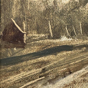 Martin BOLLÉ « Het perron van het station en zijn lantaarnpaal » 1945 schilderij olieverf op karton