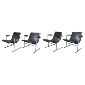 RUDI VERELST "OSLO" for NOVALUX, Set of 4 chromed metal armchairs, ca 1965