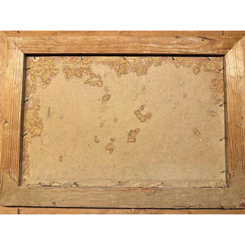 Martin BOLLÉ « Le quai de la gare et son lampadaire » 1945 peinture huile sur carton