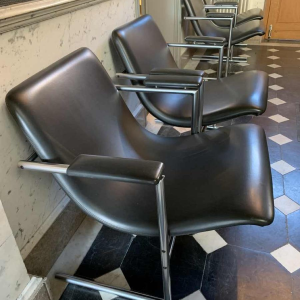 RUDI VERELST "OSLO", NOVALUX, Serie 4 van verchroomde metalen fauteuils, 1965